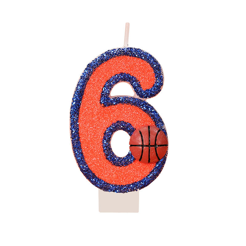 PP透明盒装数字创意NBA生日蜡烛蛋糕装饰烘焙用品6CM篮球造型