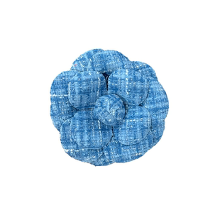 新款6.6cm高端小香风粗花尼布超定型花小香山茶花饰品胸花加胸针