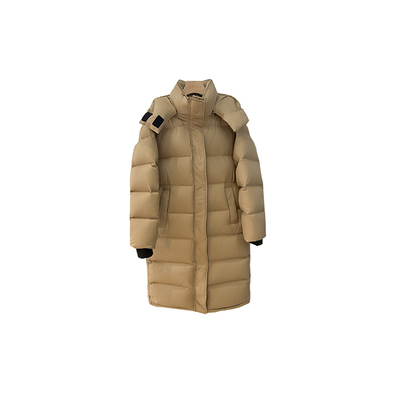 通勤三防长款连帽鹅绒服女