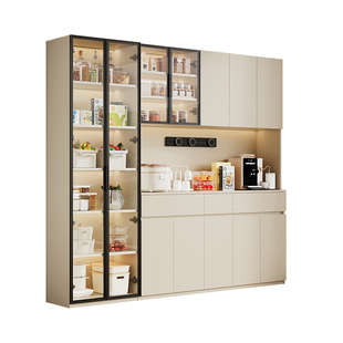 ENF级现代简约餐边柜厨房多功能收纳柜玻璃门展示储物柜组合柜