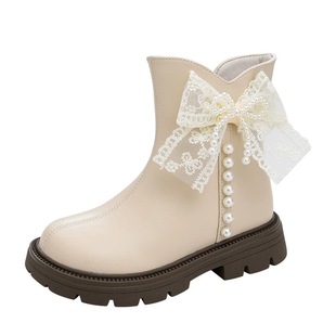 女童马丁靴真皮儿童靴子小女孩短靴2025秋冬新款加绒保暖二棉童靴