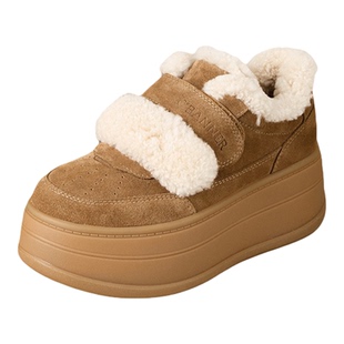 商城同款 千百度加绒休闲鞋女冬季2025新款厚底运动板鞋RA254004