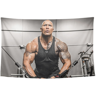 WWE黑亚当道恩巨石强森肌肉健身周边卧室装饰画背景墙布海报挂布