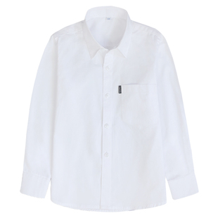 男童白衬衫长袖纯棉中大童校服中小学生加绒演出服上衣天蓝色衬衣