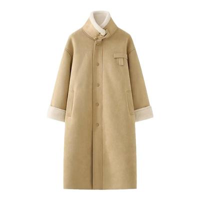 訾文静羊羔毛麂皮绒长款皮毛一体