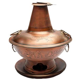 铜火锅纯铜老式木炭特厚老北京铜锅火锅家用烧炭纯紫铜商用铜火锅