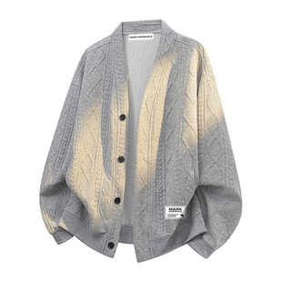 马克华菲提花开衫男士毛衣春秋季重磅针织衫2026新款男款潮牌外套