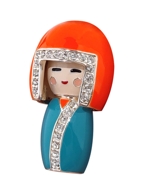 陶瓷娃娃吊坠项链女毛衣链长款