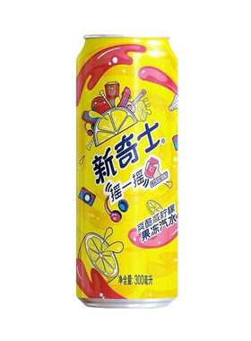 屈臣氏新奇士酷爽咸柠檬果冻汽水300ml/24罐整箱装百香果橙汁饮料