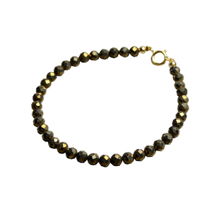 Ciel原创手工天然黄铜矿手链4mm切面细手串脚链项链情侣男女叠戴