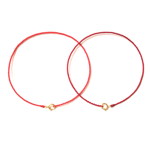 微光0.5mm极细红绳本命年转运手链diy可穿珠手绳14k包金扣脚链