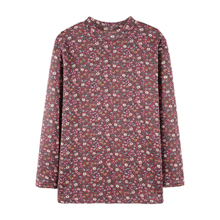 德绒老太太保暖上衣妈妈加绒内衣加厚宽松大码防寒百搭加绒女秋衣