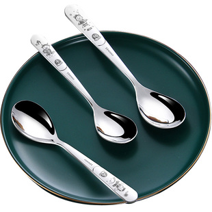 316L不锈钢勺子儿童吃饭专用家用宝宝喂饭自主进食汤匙调羹小汤勺