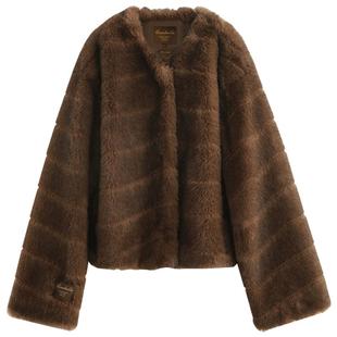 COCOBELLA轻奢仿貂绒横排工艺环保皮草外套御寒毛绒大衣FU3005-2