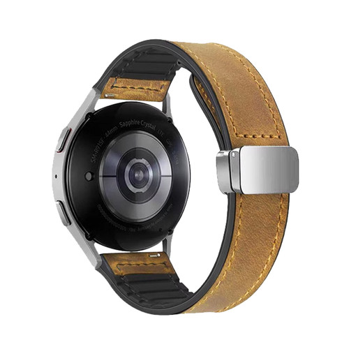 真皮手表带男款磁吸扣疯马皮适用浪琴天梭DW卡西欧劳力士硅胶表链