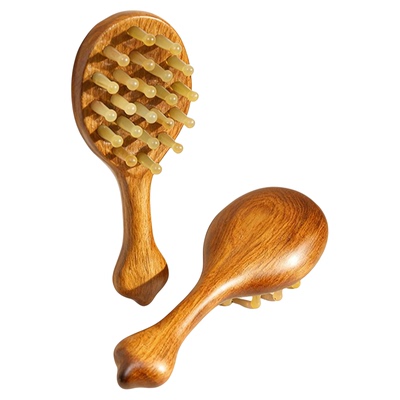 羊角梳檀木按摩梳头部经络按摩梳