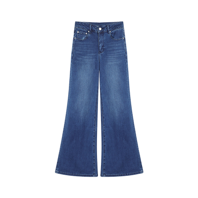 MULVAN 具象化大长腿 高腰微喇牛仔裤女修身显瘦高个子修身喇叭裤