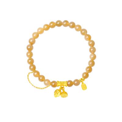 周大生和田玉手串莲蓬竹节款