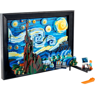 乐高积木梵高星月夜艺术壁挂