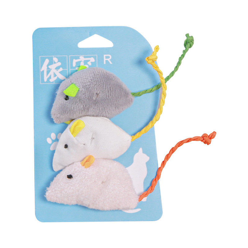 猫玩具小老鼠自嗨解闷仿真磨牙耐咬小猫玩具三只装 宠物猫咪用品