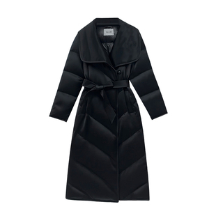 高端醋酸90白鹅绒羽绒服女过膝加长加厚冬季高个子保暖抗风外套