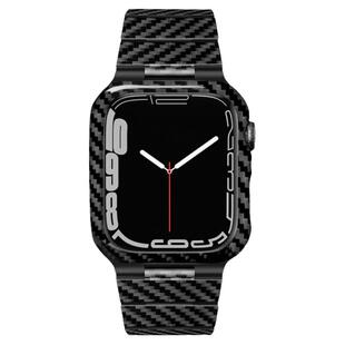 AKGLEADER官方碳纤维纹手表带适用苹果iwatch7/6/5/4/3/SE代男士金属蝴蝶扣小众apple watch 8 ultra手表表带