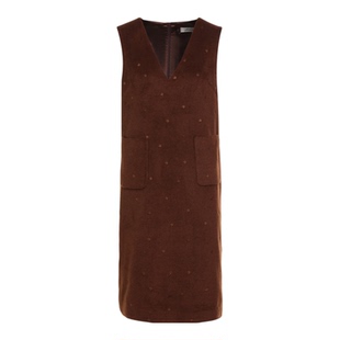 经典故事2025新款秋冬叠穿红色无袖连衣裙女气质含羊毛背心裙外穿