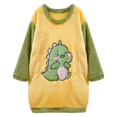 恐龙儿童睡袍冬季加厚法兰绒睡袋