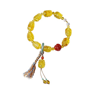 宫里上新琥珀手串天然蜜蜡手链女款旺财貔貅水晶生日礼物送妈妈