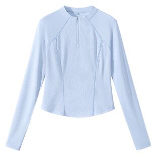 班尼路蓝色速干衣女健身服秋季2026新款夏天修身运动上衣长袖t恤H