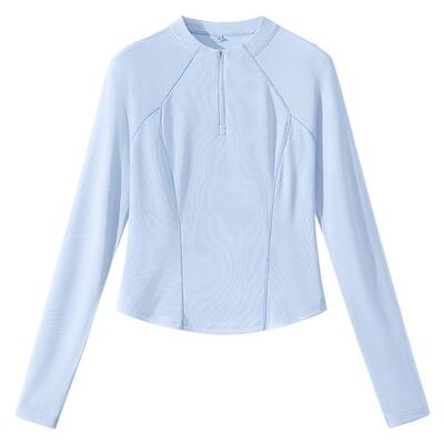 班尼路蓝色速干衣女健身服