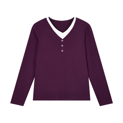 v领长袖t恤女士打底衫春秋款