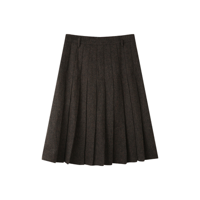 羊毛高腰百褶裙毛呢半身裙