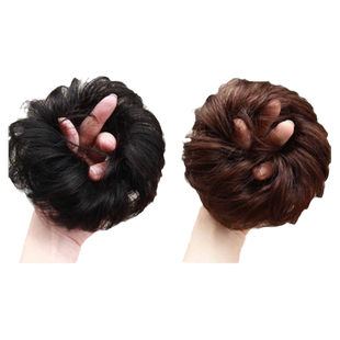 鸡窝头假发卷发圈真发盘发慵懒花苞头花蓬松长须发包仿真丸子头女