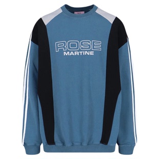 MARTINE ROSE 25FW 撞色拼接条纹logo印花运动圆领长袖卫衣