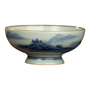 三勤堂景德镇陶瓷主人杯功夫茶杯手工手绘山水斗笠杯普洱茶单杯