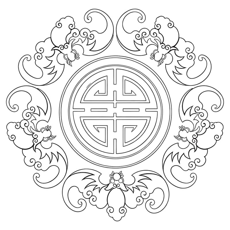 A4中国传统纹样蝙蝠纹刺绣水溶布