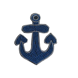 印度丝金属丝铜丝 海员蓝色船锚 高级服装布贴章