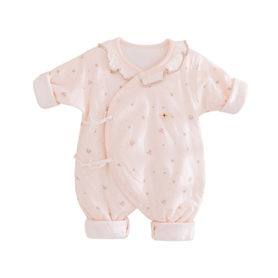 新生婴儿衣服秋冬季夹棉薄棉衣女宝宝哈衣和尚服纯棉护肚连体衣03