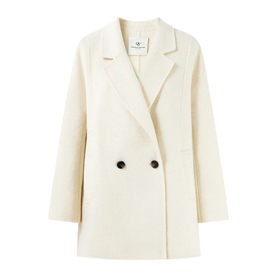 【100%绵羊毛】秋水伊人中长款灰色羊毛大衣女2025冬新款毛呢外套