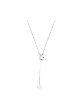 珍珠流苏长款项链女纯银锁骨链