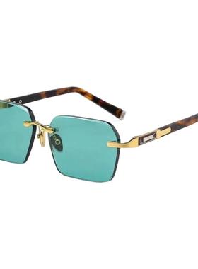 天然水晶石头男女士眼镜绿色个性时尚正品无框高档护目太阳镜墨镜