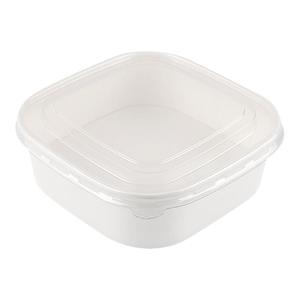 一次性白色正方形牛皮纸餐盒水果盒沙拉便当打包盒外卖快餐打包盒