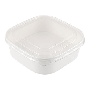 一次性白色正方形牛皮纸餐盒水果盒沙拉便当打包盒外卖快餐打包盒