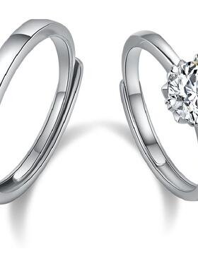 中国黄金莫桑石情侣对戒送女朋友