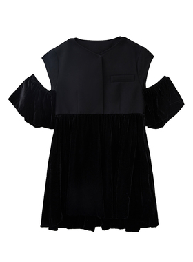 NANASTORE法式连衣裙女2024新款小黑裙v领裙子黑色显瘦性感中长款