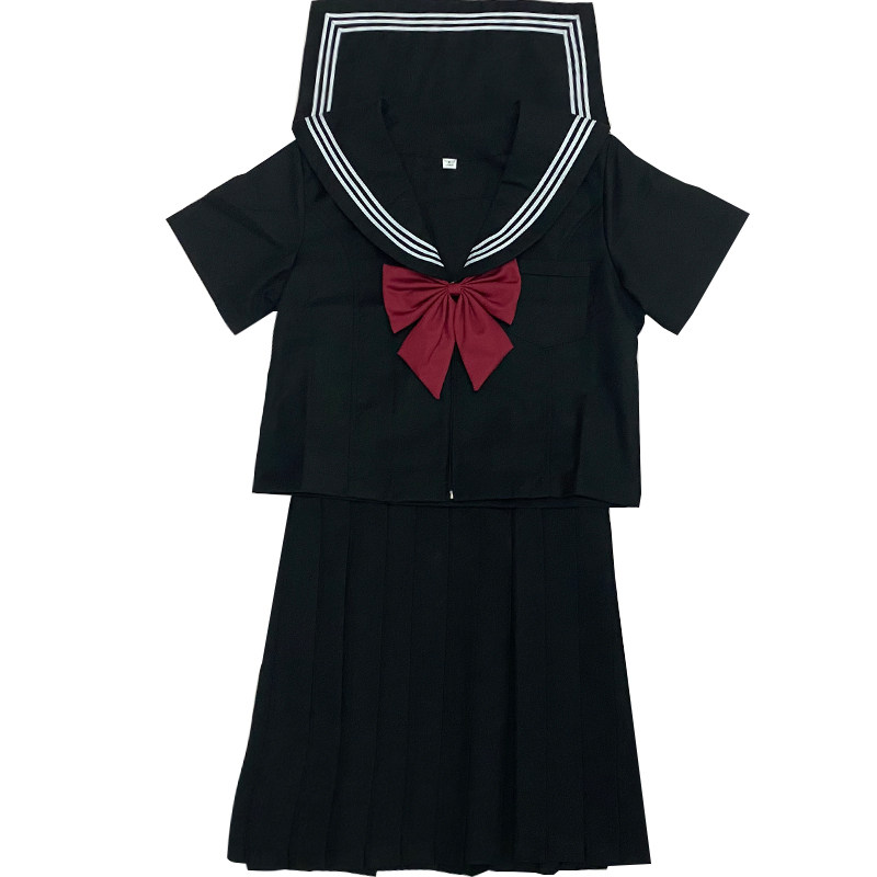 刺绣关西襟jk制服三本蛇腹百褶裙