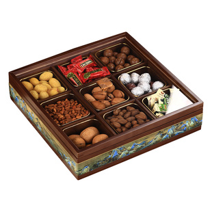 干果盘客厅坚果收纳高档中式瓜子托盘零食糖果盒九宫格轻奢高颜值