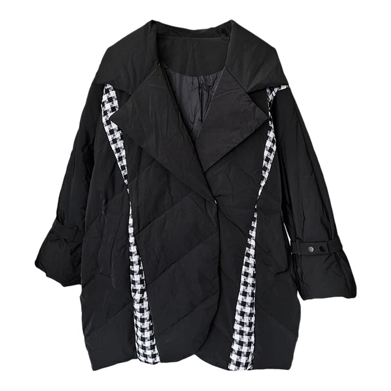 纳帕佳中长款黑色保暖羽绒服女