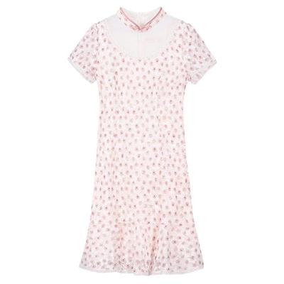 固执春夏新款蕾丝碎花改良短款短袖旗袍80522QP07249